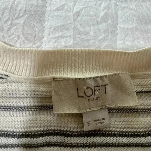 LOFT embroidered striped light cardigan, size Small - Picture 3 of 4